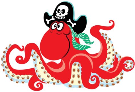 Colorful Illustration Of An Adorable Pirate Octopus Cartoon Vector