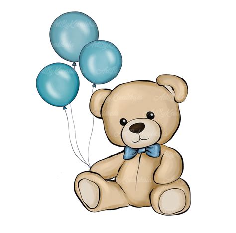 Teddy Bear Clipart Cute Teddy Bear PNG Balloons Baby Shower Clipart