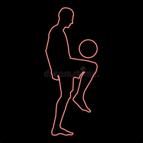 Neon Soccer Player Juggling Ball With His Knee Or Stuffs The Ball On