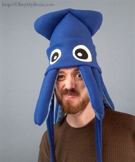 Squid Hat Fleece Medium Blue Plush