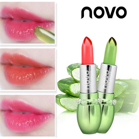 NOVO Brand Jelly Transparent Color Balm Lipstick Nude Labial Baton Makeup Lip Gloss Tint Beauty