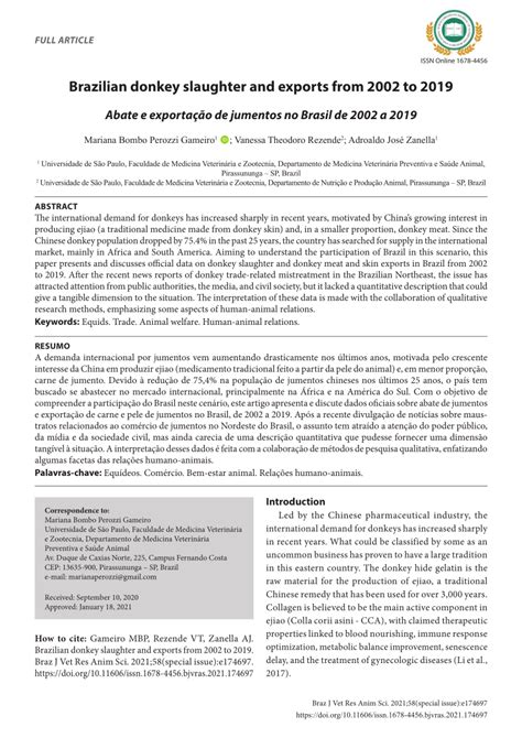 PDF The Population Of Donkeys And Mules In Brazil According To