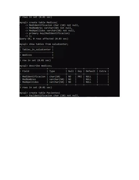 Creación De Base De Datos Y Tablas En La Consola De Mysql Pdf