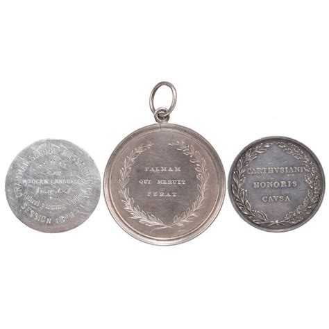 Three Silver Educational Prize Medals Grammar School Musselburgh