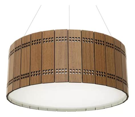 Lámpara colgante decorativa redonda Jabaquara de madera 45 cm