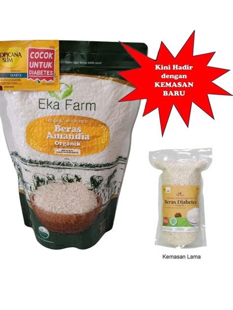 Jual Beras Diabetes Organik Amandia Eka Farm 1 Kg Kemasan Vakum