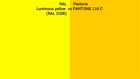 RAL Luminous Yellow RAL 1026 Vs Pantone 116 C Side By Side Comparison