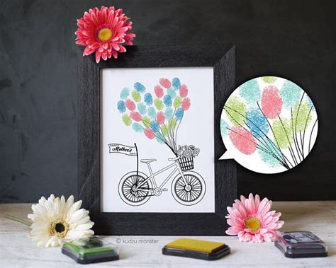 Mothers Day Finger Paint Art Printable Balloons And Bicycle Diy Kids