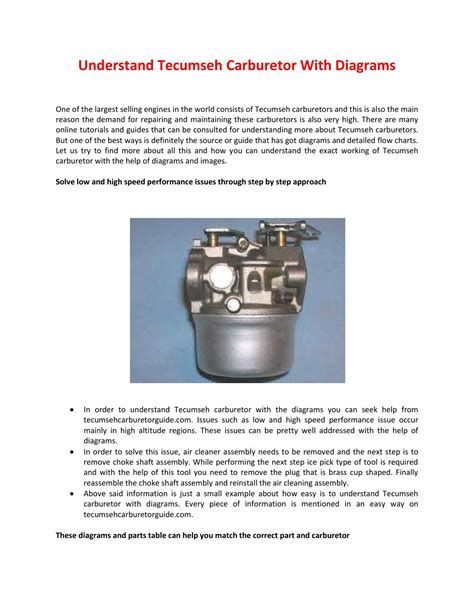 Tecumseh Carburetor Diagrams By Raymond Herrick Issuu