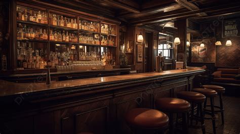 Dark Bar With Large Stools And Liquor Background Bar Picture Bar