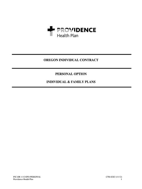 Fillable Online Healthplans Providence Personal Option Providence