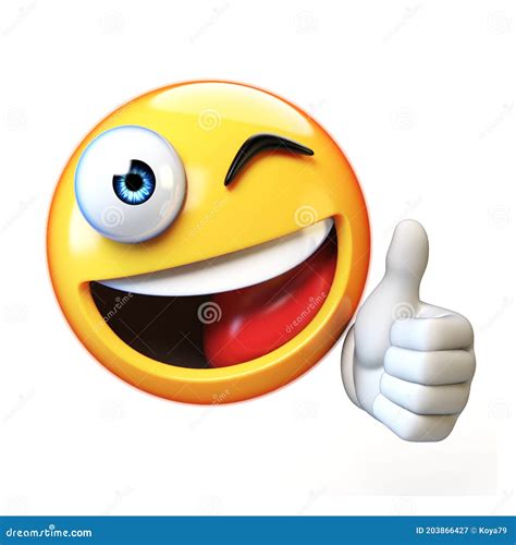 Thumb Up Emoji Isolated On White Background Emoticon Giving Likes 3d Rendering Stock