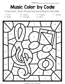 Music Color by Number Worksheets by The Keeper of the Memories | TPT