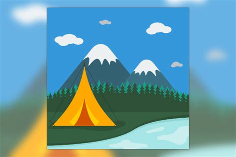 Camping Tent with Mountain Background Graphic by faqeeh · Creative Fabrica