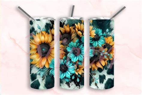 Cowhide Western Sunflower Tumbler Wrap Graphic By Vicen Creative Fabrica