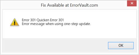 How To Fix Error 301 Quicken Error 301 Error Message When Using One