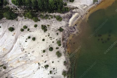 Aerial View Of Post Coal Nature Habitat Wanninchen Germany Stock