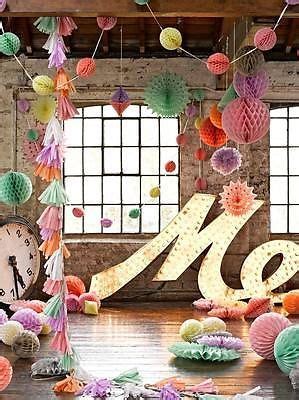 Hanging Decorations Mixed Large Pastel Tissue Paper Honeycomb Balls