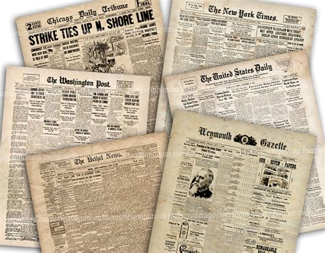 Old American Newspapers, Printable Paper Pack, Vintage US Old Newspaper ...