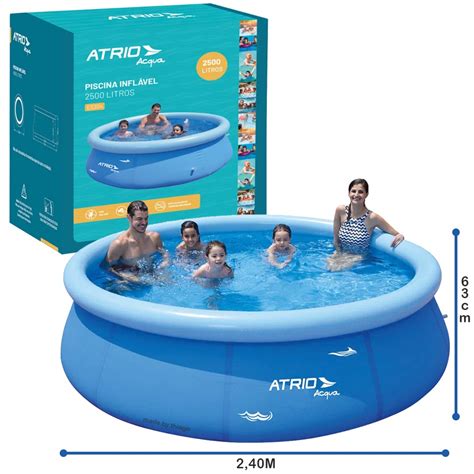 Piscina Infl Vel Circular Atrio Acqua Litros Camadas De Pvc Azul