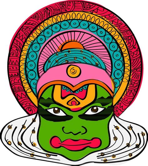 Illustration Of Kathakali Dancer Face 24858656 Vector Art At Vecteezy