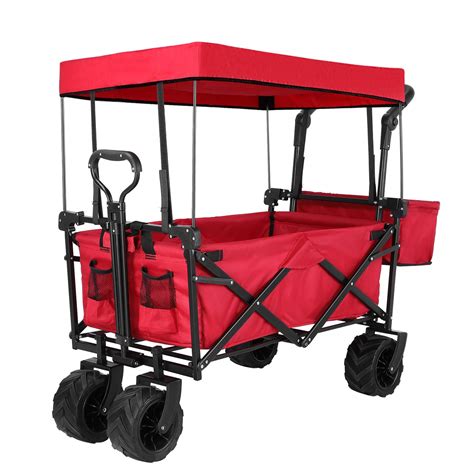 Push And Pull Collapsible Utility Wagon Heavy Duty Folding Portable