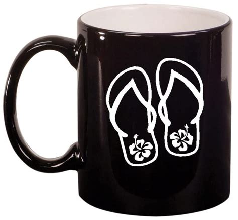 Flip Flops With Hibiscus Ceramic Coffee Mug Tea Cup T For Her Him