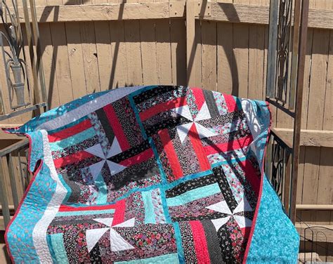 Jelly Roll Sizzle Lap Quilt Bright Colors Twin Full Bed Quilt Etsy