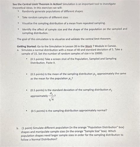 Solved See The Central Limit Theorem In Action Simulation Chegg