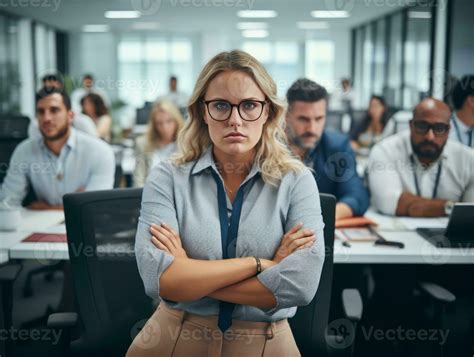 angry businesswoman standing in front of a group of people in an office generative ai 32097231 ...