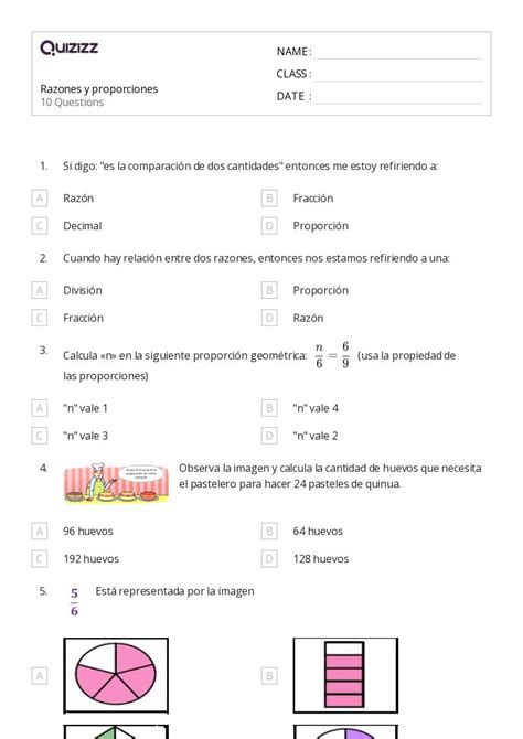 Ejercicios De Razones Y Proporciones