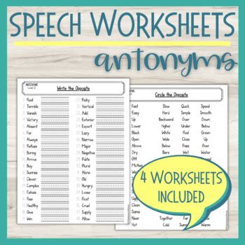 No Prep Opposites Worksheets For Speech Therapy By In Unison Speech Therapy