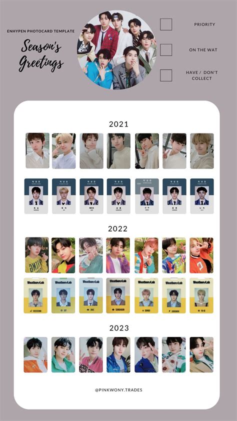 Enhypen Photocard Template Season S Greetings 2021 2022 2023 Artofit