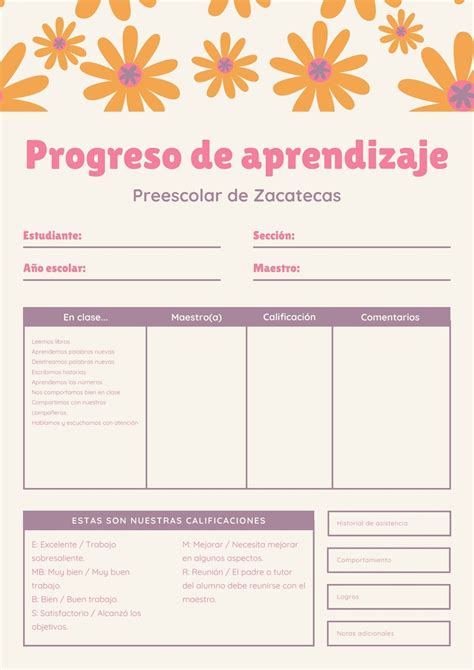 Plantillas Para Boletas De Calificaciones De Preescolar Canva