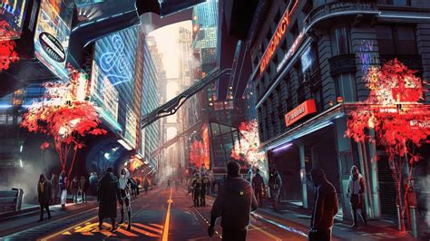 Futuristic anime city - backiee