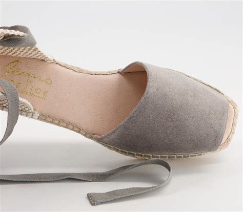 Gaimo For Office Verbena Ankle Tie Espadrilles Grey Suede Flat Shoes