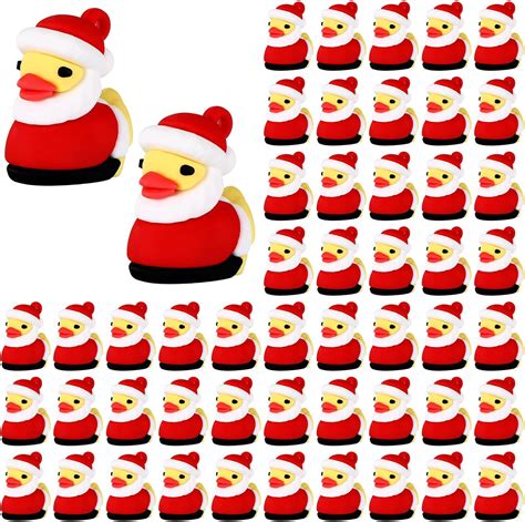 Amazon Gejoy 50 Pcs Christmas Santa Claus Rubber Duck 1 38 Inch