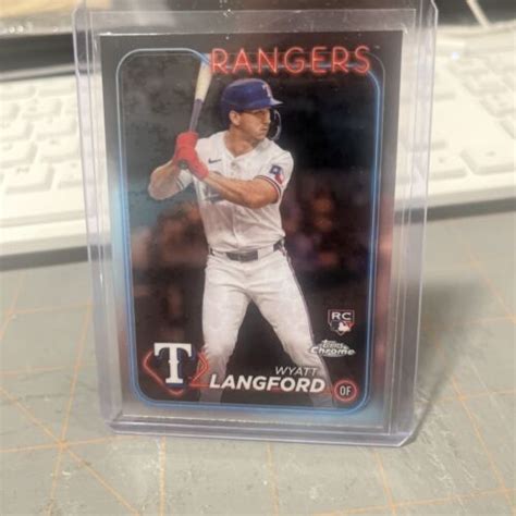 Wyatt Langford Topps Chrome Rookie Card Rc Texas Rangers Ebay