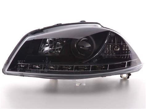 Scheinwerfer Set Daylight LED TFL Optik Seat Ibiza Typ 6L 03 08 Schwarz