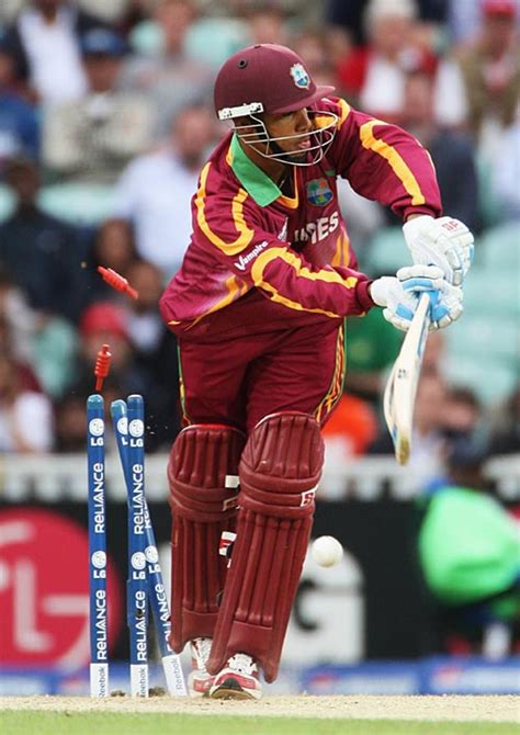 Lendl Simmons Is Bowled Off His Thigh Pad Espncricinfo