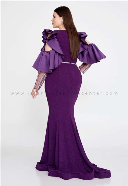 Donna Miranda Long Sleeve Maxi Lycra Mermaid Plus Size Purple Wedding