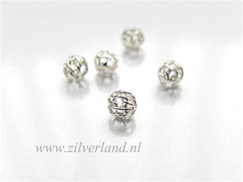 50 Stuks 4mm Sterling Zilveren Kralen Zilverland Zilveren Sieraden