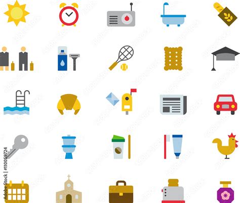 GOOD MORNING colored flat icons Stock Vector | Adobe Stock