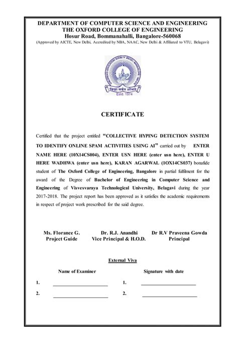 VTU FINAL YEAR PROJECT REPORT Front Pages PDF