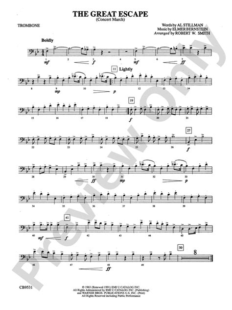 The Great Escape March 1st Trombone 1st Trombone Part Digital Sheet Music Download