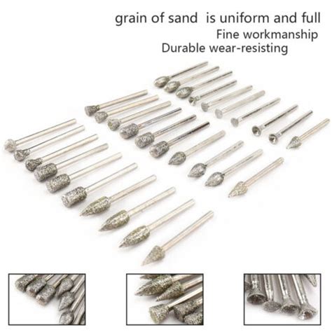 20pcs Diamond Grinding Head Wheel Dremel Drill Burr Bits Rotary Tool