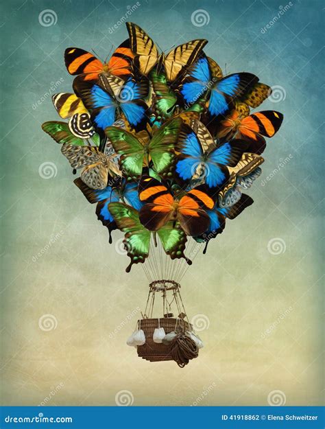 Butterfly Hot Air Balloon Stock Photo Image Of Vintage