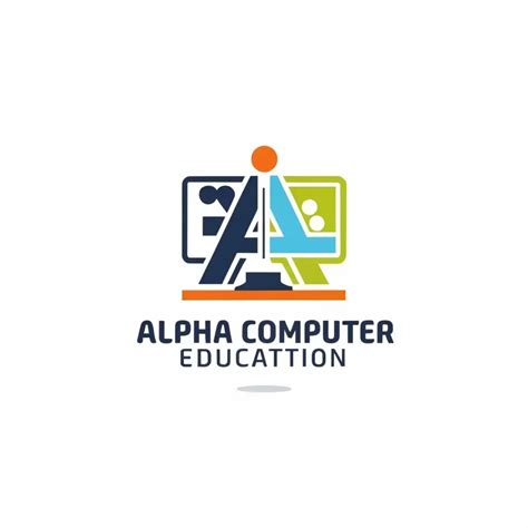 Logo Design For Alpha Computer Education Futuristic Typography Emblem