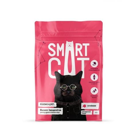 Smart Cat сухой корм Для взрослых кошек с ягненком , 0,400 кг, 25425 ...