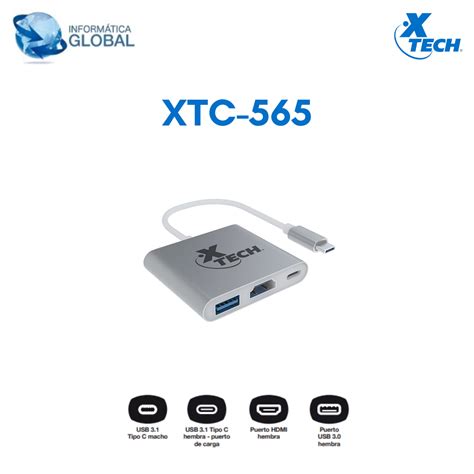 ADAPTADOR MULTIPUERTO USB TIPO C 3 EN 1 15CM XTECH XTC 565